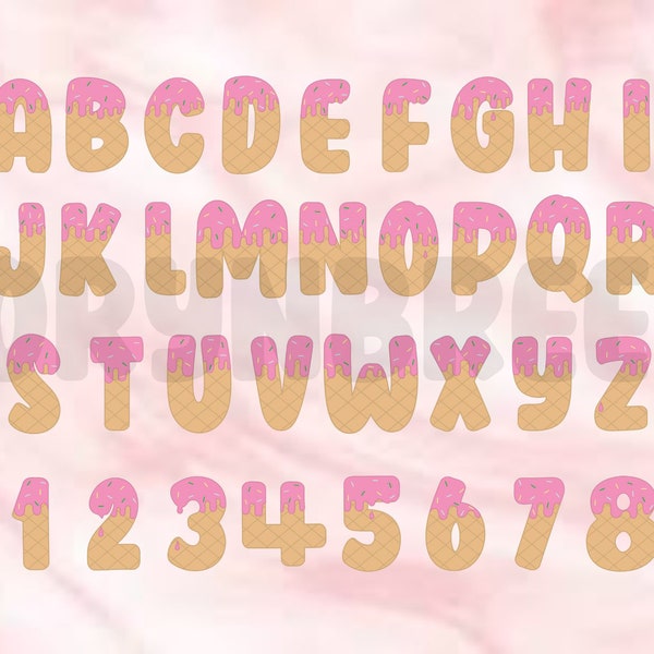 Pink Ice Cream Font Printable /  Layout / Designing Font