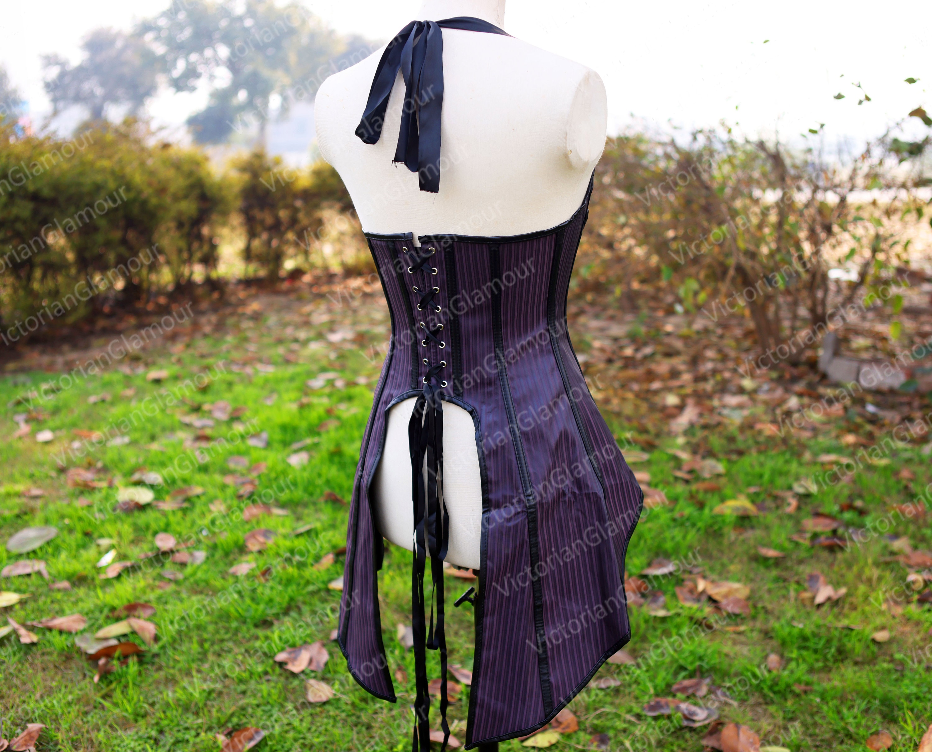 Ren Faire Underbust Plus Size Corset, Medieval Gothic Lace up Corset