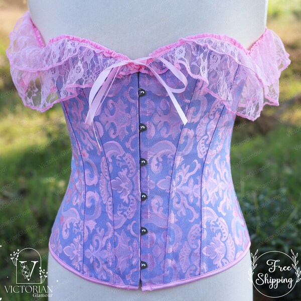 Elegant Victorian Style Corset, Floral Overbust Cottagecore Corset, Renaissance Plus Size Corset, Medieval Comfort Colors Y2k Bustier Corset