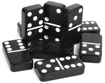 Dominoes Double Six Jumbo Set of 28 (Black title w/ white dots - US Seller)