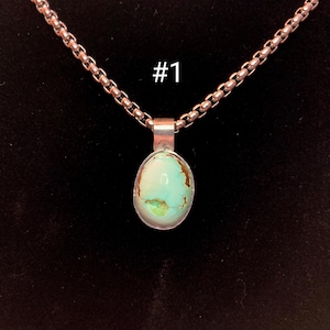 2 Separate NUMBER 8 TURQUOISE Bezel Set Pendants Necklace Men or Women