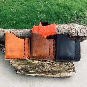 Leather Pocket Holster Made For KIMBER MICRO .380 With Mounted STREAMLIGHT tlr6