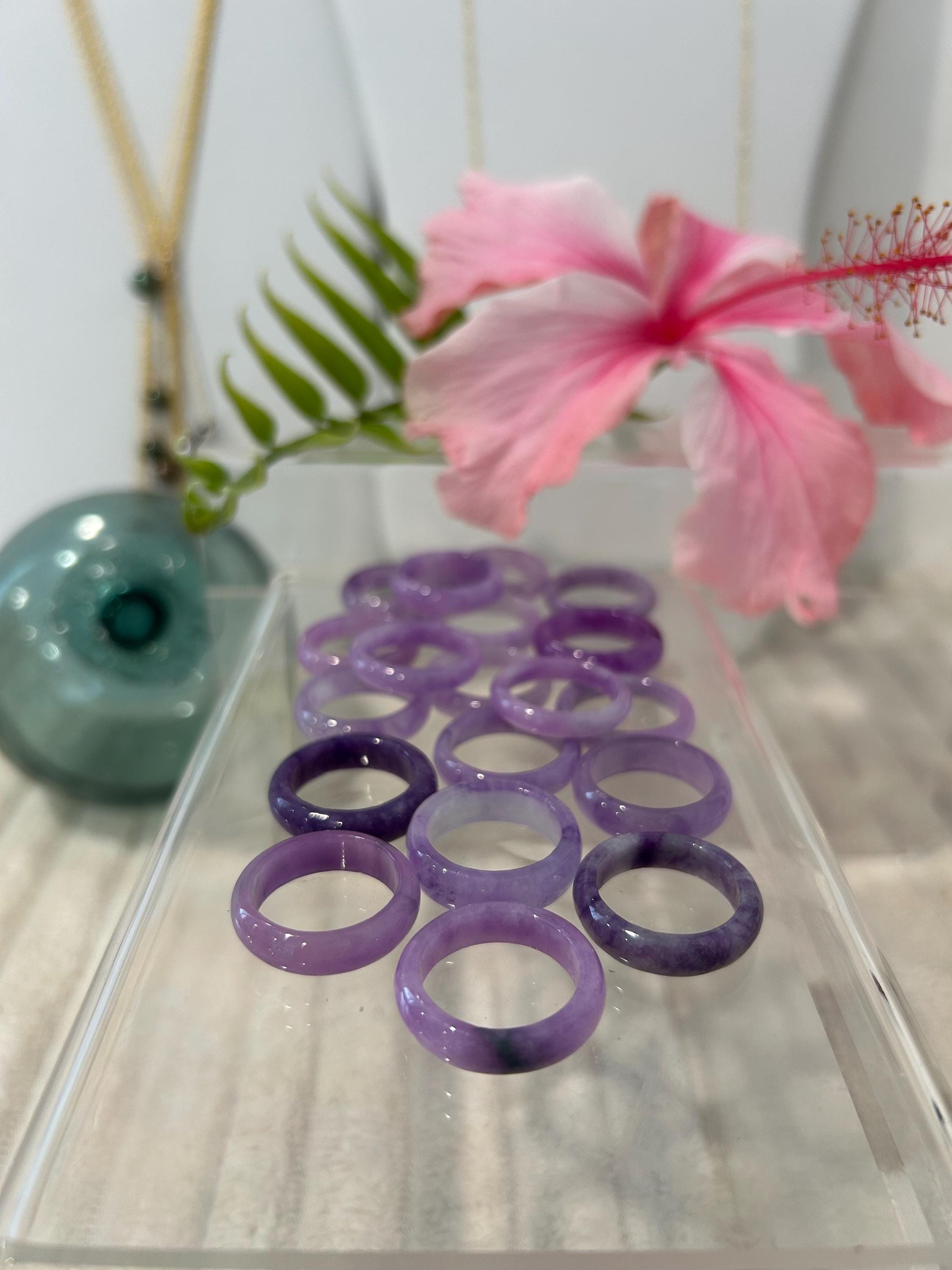 Lavender and Purple Jade Rings