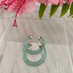 Jade Hoop Earrings 14k