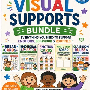 Pakiet wizualnych pomocy dla osób z autyzmem | Zestaw narzędzi do nauki zachowania i regulacji w klasie