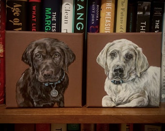 Hand Painted Custom Pet Portrait, 6X6 Chewy Style