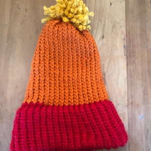Firey Red, Orange, and Yellow Winter Hat (Teen-Adult Size)