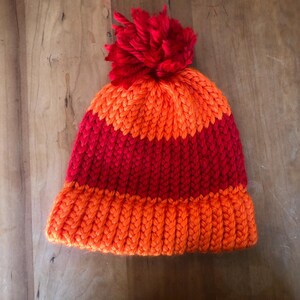 Fun Orange and Red Winter Hat (Teen-Adult Size)