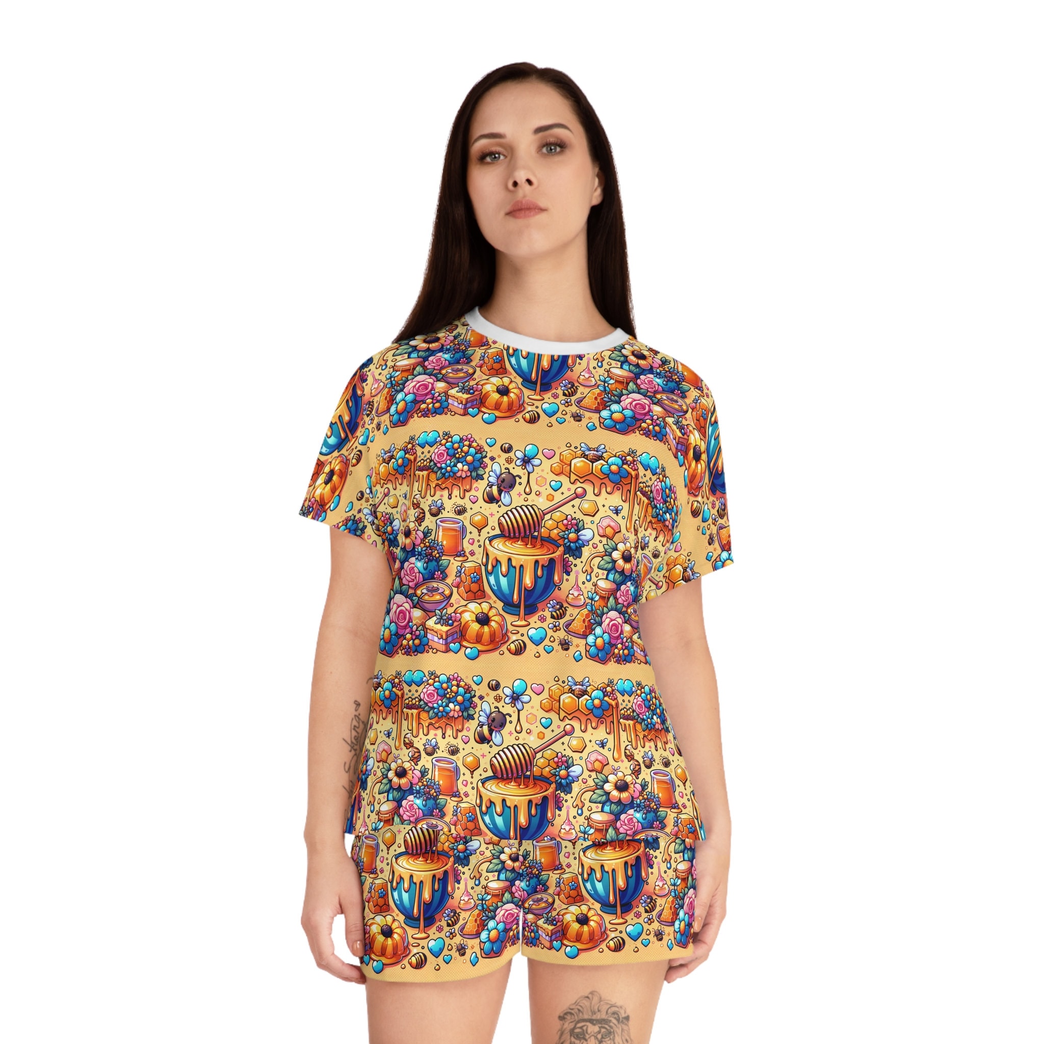 Modal Magnetic Ruffle Short Sleeve Pajamas - Honey Blossom main image 1