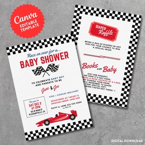 Race Car Baby Shower Invitations Etsy