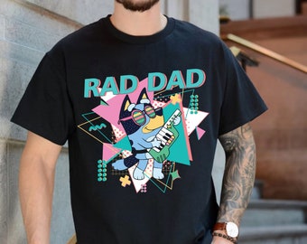 Prezent urodzinowy taty Niebieska koszula, Bluey Bingo Family TShirt, Bluey Bandit Rad Dad Shirt Bluey Dad Bluey Family Shirt Cool Dad Club Shirt