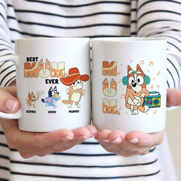 Maximum 4 kids, Custom Bluey Mom Mug, Best mum Ever Mug, Personalized Bluey Mom Mug, Bluey Mothers Day Mug, Custom Bluey Mug