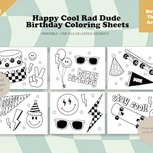 Hoja para colorear de cumpleaños de un tipo genial Página para colorear de feliz cumpleaños de un tipo genial Actividad de fiesta de cumpleaños súper genial Archivo digital de recuerdo de fiesta de cumpleaños