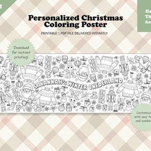 Personalized Giant Coloring Poster Christmas Coloring Table Cloth Christmas Table Runner Coloring Christmas Birthday Party Winter Onederland