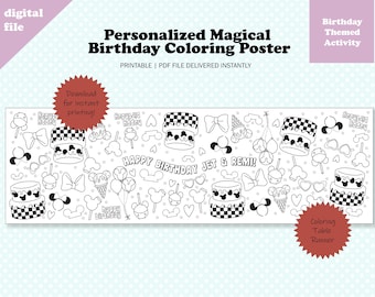 Personalized Mickey & Minnie Coloring Table Runner Mickey Disney Birthday Day Poster for Disney Birthday Party Activity for Kid Digital File