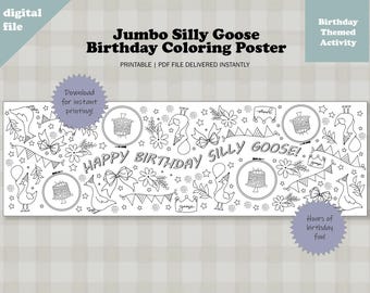 Giant Coloring Poster Silly Goose Coloring Table Runner One Silly Goose Birthday Poster Silly Goose Party Decor Party Activity for Kid