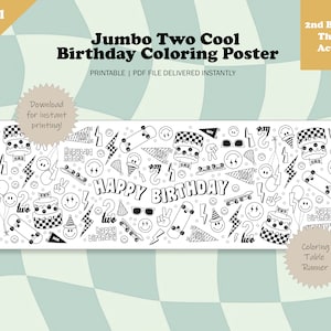 Due fantastici runner da tavola da colorare per il secondo compleanno, poster per due fantastiche decorazioni per feste, due fantastiche attività per feste di compleanno digitali