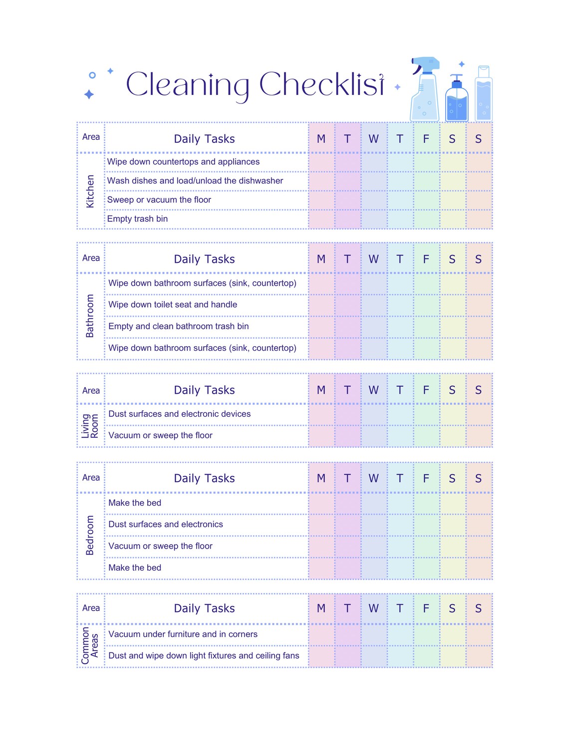 Cleaning Checklist Printable - Etsy Canada