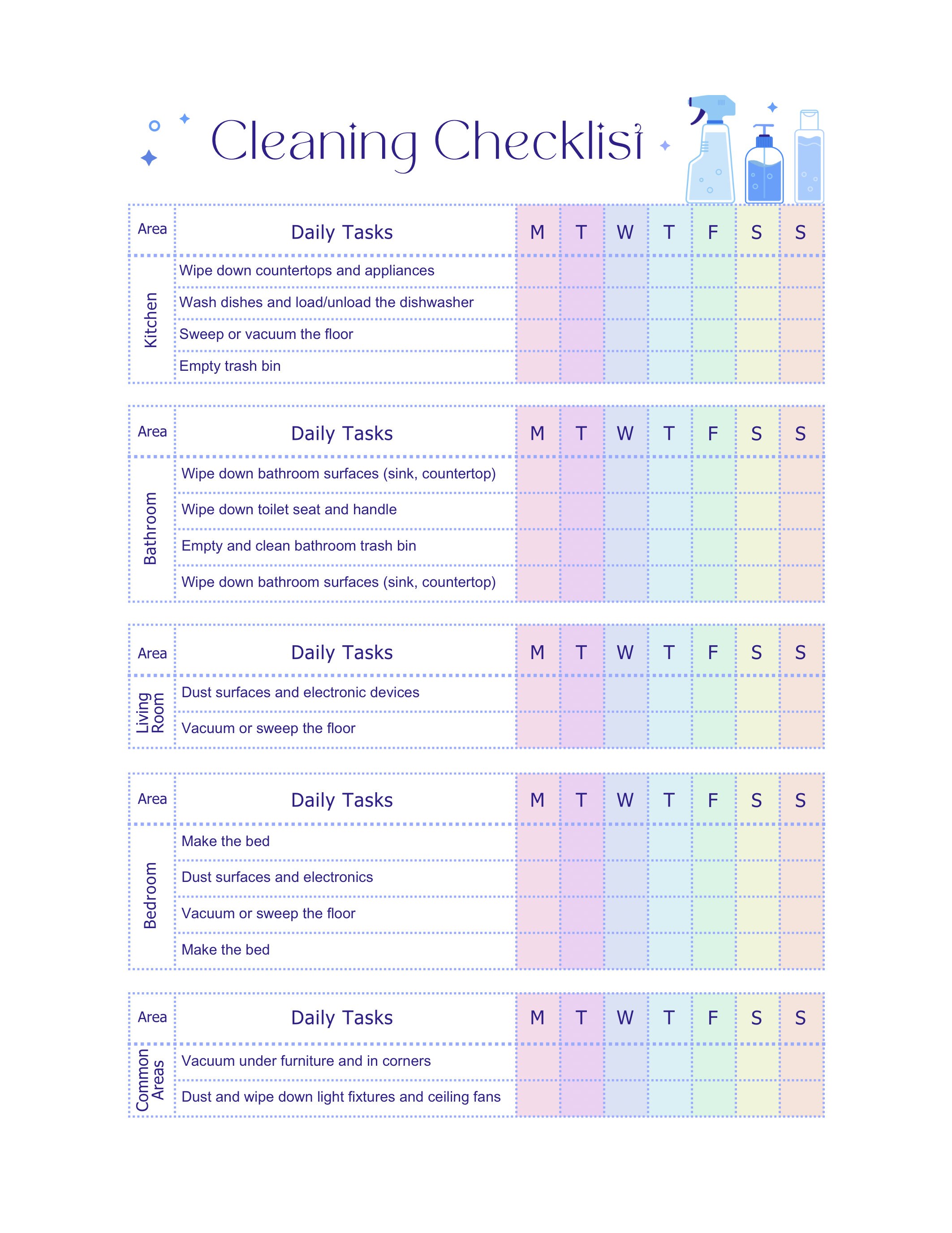 Cleaning Checklist Printable - Etsy Canada