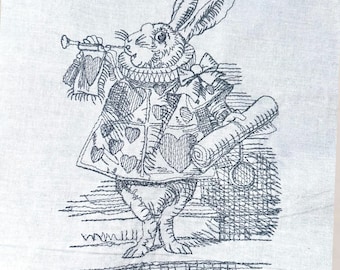 Das weiße Kaninchen aus Alice im Wunderland p153 Maschinenstickerei (DST/EXP/PES)