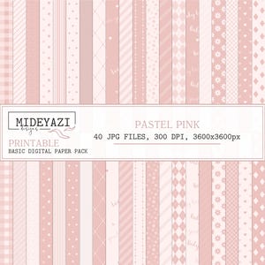 Roze afdrukbare achtergrond, roze basis digitaal papierpakket, babymeisje afdrukbaar papier, plakboekpapier, afdrukbaar plakboekpapier