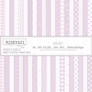 Lilac printable background, Lilac Basic digital paper pack, Printable pattern, Scrapbook papers, Printable Scrapbook paper