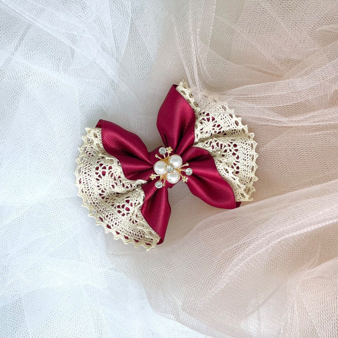 Elegant Floral Hair Accessory Rose and Red Berry Bow Etsy