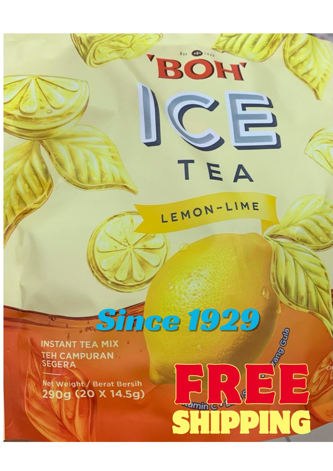 Refreshing BOH ICE TEA Lemonlime 20pcs X 14.5g100 Natural Etsy