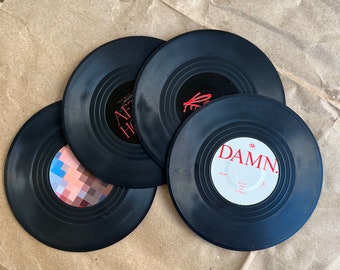 HipHop Coasters Set of 4 - Kanye, Carti, Kendrick Lamar, The Weeknd - Valentine's Day Gift for Music Fans, Musical Coasters