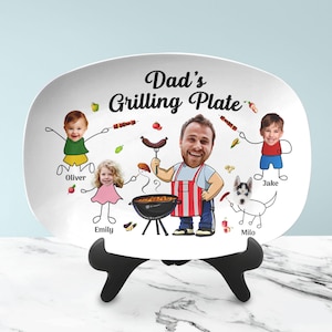 Bandeja personalizada para el Día del Padre, regalo divertido para papá, bandeja para barbacoa, regalos para papá, bandeja personalizada con foto y nombre de los niños, bandeja para papá