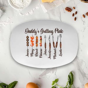 Personalized Daddy's Grilling Platter, Custom Grilling Plate Gift For Father's Day, Grill Master, BBQ Gifts, Dad Gift From Daughter Son