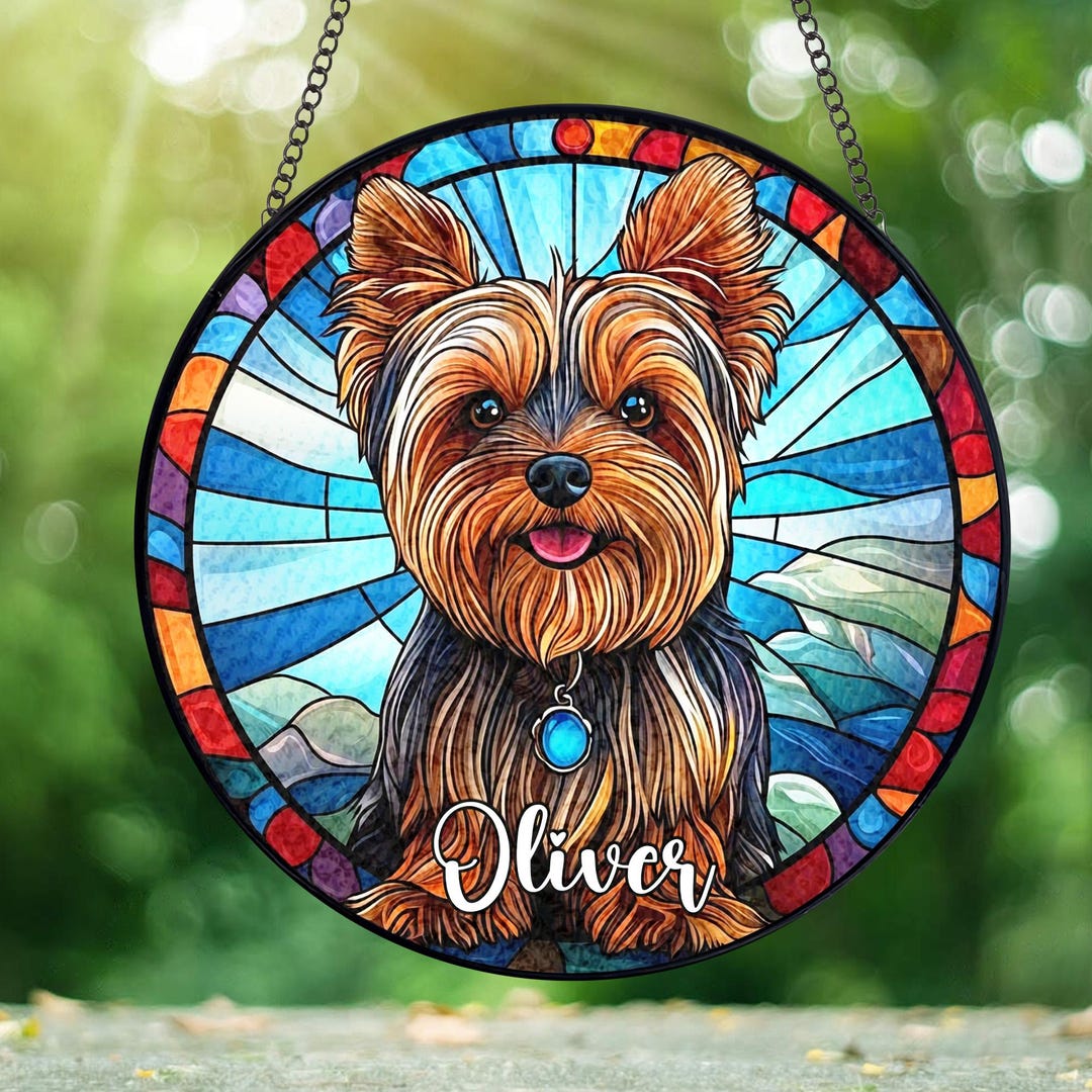 Lampe De Chevet En Résine Teintée Yorkshire Terrier - Décoration Animale, éclairage LED Doux, Cadeau Pour Amoureux Des Chiens