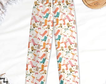 Cowboy Boot Pajama Pants, Cowboy Cowgirl Western Print Pajamas Pants, Trendy Pajamas Pants Gift for Her, Cowgirl Pajamas Pants