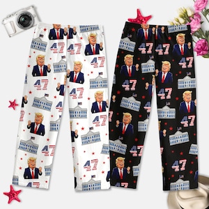 Donald Trump Unisex Pajama Pants, Patriotic Pajama Pants, 47th President Pajamas, Political Gift For Men, Make America Great Again Pants