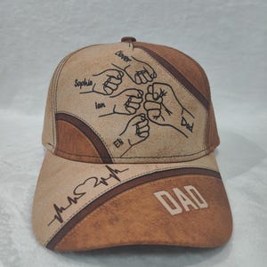 Personalized Fist Bump Daddy Grandpa Classic Cap, Father&#39;s Day Gift For Dad, Cap For Grandpa, Hat For Husband, Dad And Kid Name Cap