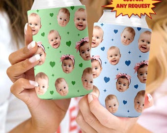 Personalized Picture Can Cooler, Custom Funny Face Birthday Favor, Custom Photo Can Coolers, Birthday Party Can Coolers, Photo Can Cooler