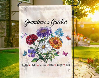 Personalized Mom Grandma's Garden Flag, Custom Birth Month Flower Mom/Grandma's Garden Flag, Trendy Mother's Day Garden Flag