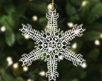 Personalized Snowflake Ornament With Name, Custom Name Christmas Ornament, Snowflake Grandparent Gift, Family Name Keepsake Ornament