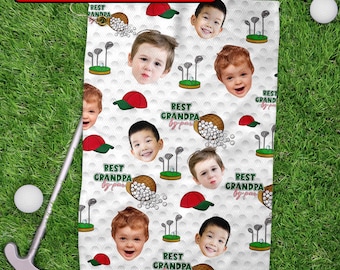Personalized Funny Face Photo Golf Towels, Best Grandpa By Par Towels, Towel Gift For Golf Lover, Gift For Father Grandpa, Dad Golf Towels