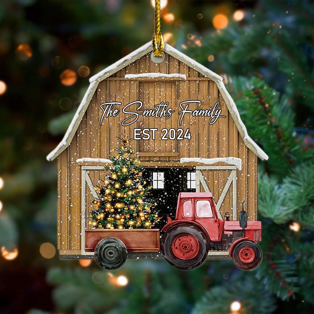 Personalized Farm Christmas Ornament 2024, Custom Tractor Christmas