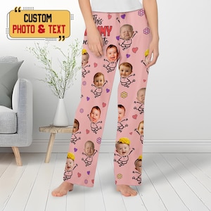Personalized Photo This Nana Belongs To Pajamas Pants, Custom Photo Pajama Pants For Mama Grandma, Flower Pattern Pajamas Pants