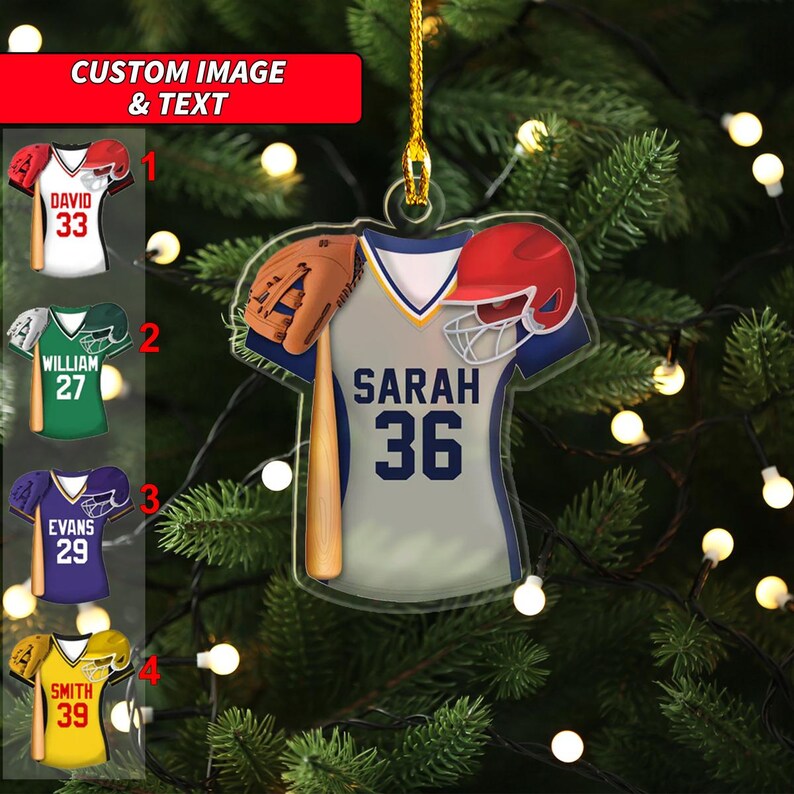 Custom Image and Text Softball Clothes and Equipment Ornament