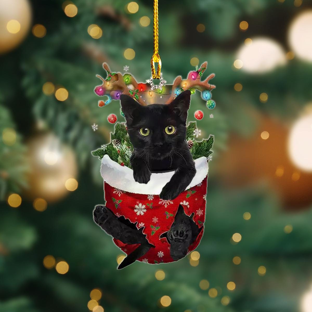 Black cat in christmas tree online