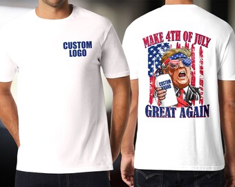 Custom Logo Trump Make 4th Of July Greet Again Beer Shirt, Funny Trump Drinking Beer Shirt, American 4th July President Drinking Tee RE