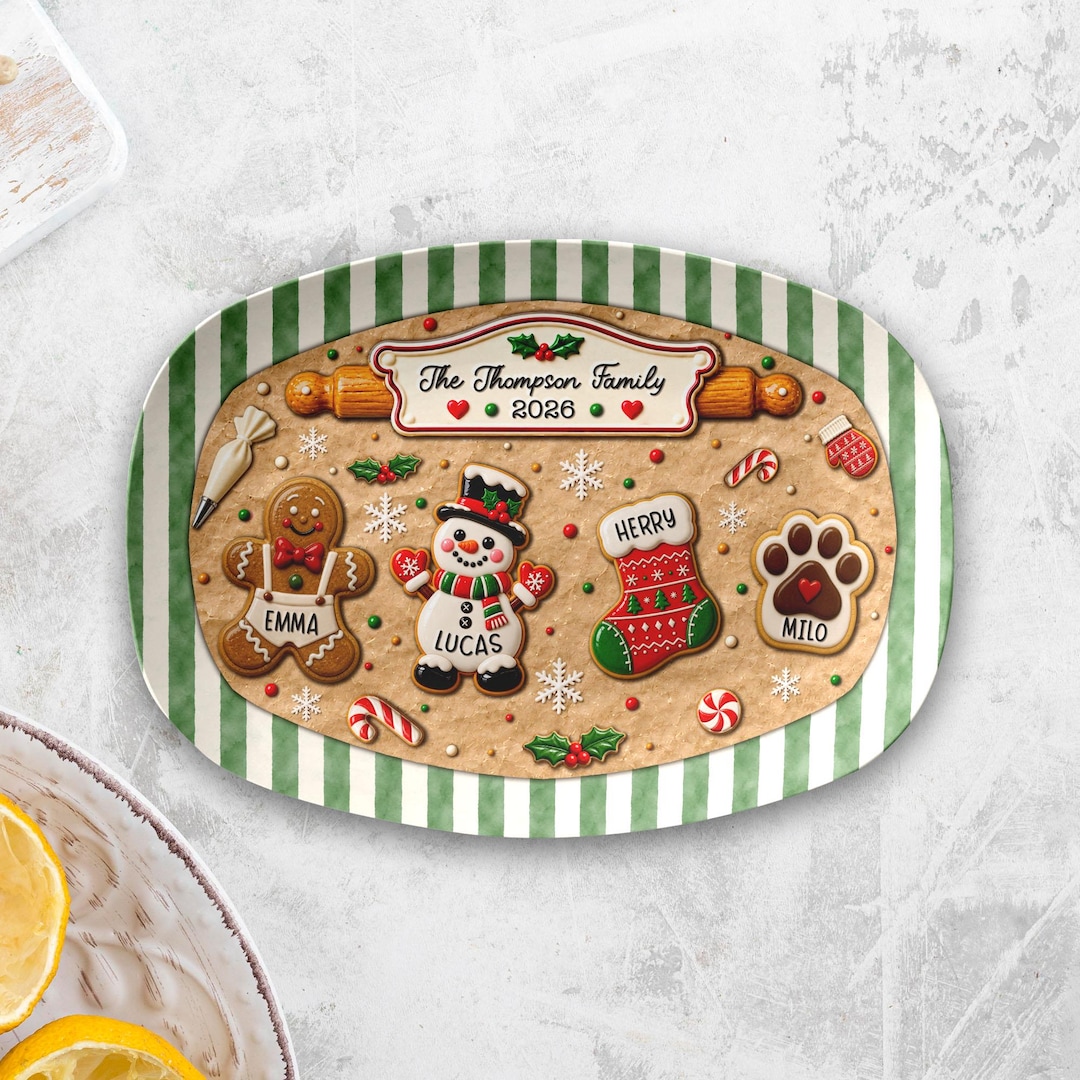 Custom Gingerbread Personalized Family Gingerbread Christmas 2026 Plate Gift, Custom ...