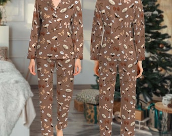 Espresso Martini Cocktail Club Pajama Set, Coquette Espresso Martini Cozy Pajama, Cocktail Lover Pjs Gift, Espresso Martini Social Club Pjs
