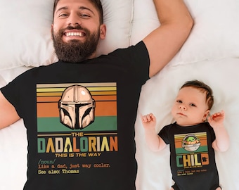 Dadalorian and Child Matching Shirt, Custom Dad Shirt, Dadalorian Shirt, Dad and Son Set, Pregnancy Announce First Fathers Day Gift