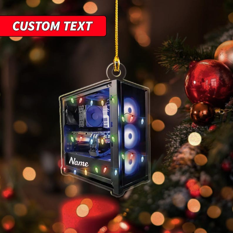 Personalized Gaming Computer Christmas Light Ornament, Christmas Tree