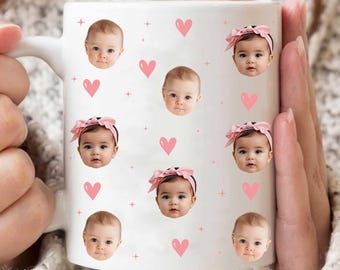 Personalized Baby Face Mug, Custom Photo Your Baby Face Mug, Baby Face Mug For Mom Dad Grandma Gift, Mother's Day Father's Day Gift