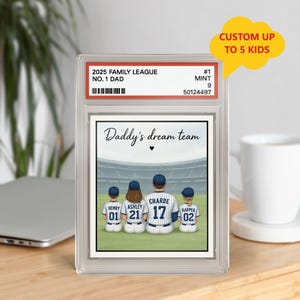 Style carte à collectionner de baseball de l'équipe de rêve de papa personnalisée, plaque acrylique personnalisée, bloc acrylique famille baseball, cadeau de fête des pères